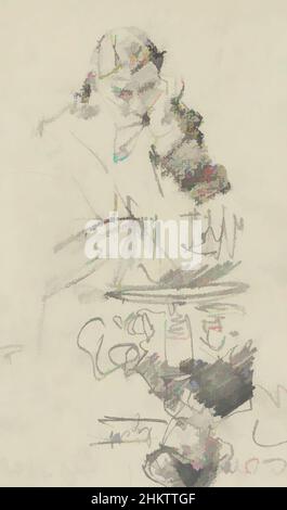 Art inspiré par un homme assis soutenant sa tête avec sa main. Sous une figure de la table. Deux études de figures. The Hague, Classic œuvres modernisées par Artotop avec une touche de modernité. Formes, couleur et valeur, impact visuel accrocheur sur l'art émotions par la liberté d'œuvres d'art d'une manière contemporaine. Un message intemporel qui cherche une nouvelle direction créative. Artistes qui se tournent vers le support numérique et créent le NFT Artotop Banque D'Images