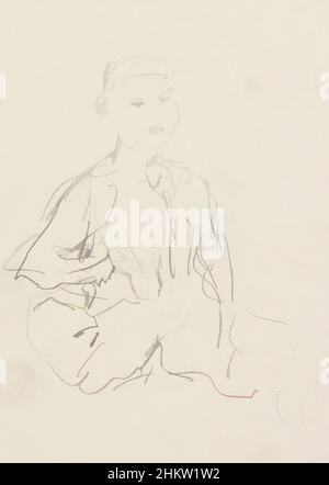 Art inspiré par la figure assise, un garçon, oeuvres classiques modernisées par Artotop avec une touche de modernité. Formes, couleur et valeur, impact visuel accrocheur sur l'art émotions par la liberté d'œuvres d'art d'une manière contemporaine. Un message intemporel qui cherche une nouvelle direction créative. Artistes qui se tournent vers le support numérique et créent le NFT Artotop Banque D'Images