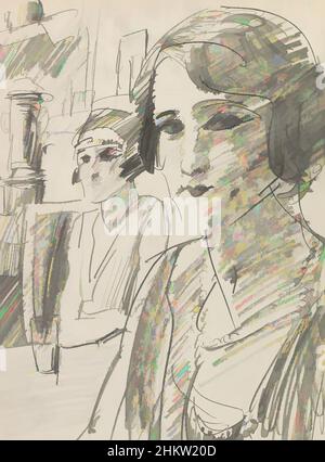 Art inspiré par dans les bâtiments de fond et une pompe à eau. Deux femmes à une table, sur une terrasse, œuvres classiques modernisées par Artotop avec un peu de modernité. Formes, couleur et valeur, impact visuel accrocheur sur l'art émotions par la liberté d'œuvres d'art d'une manière contemporaine. Un message intemporel qui cherche une nouvelle direction créative. Artistes qui se tournent vers le support numérique et créent le NFT Artotop Banque D'Images