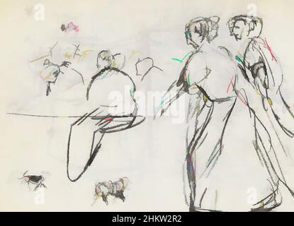 Art inspiré par deux femmes debout, le reste assis. Feuille d'étude avec les femmes et les chiens, les œuvres classiques modernisées par Artotop avec un peu de modernité. Formes, couleur et valeur, impact visuel accrocheur sur l'art émotions par la liberté d'œuvres d'art d'une manière contemporaine. Un message intemporel qui cherche une nouvelle direction créative. Artistes qui se tournent vers le support numérique et créent le NFT Artotop Banque D'Images