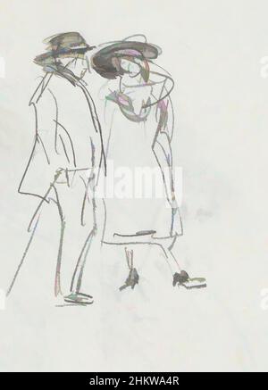 L'art inspiré par les deux porte un chapeau. L'homme s'appuie sur un bâton. Homme et femme debout, oeuvres classiques modernisées par Artotop avec une touche de modernité. Formes, couleur et valeur, impact visuel accrocheur sur l'art émotions par la liberté d'œuvres d'art d'une manière contemporaine. Un message intemporel qui cherche une nouvelle direction créative. Artistes qui se tournent vers le support numérique et créent le NFT Artotop Banque D'Images