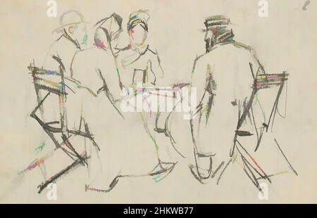 Les œuvres d'art inspirées par les personnages sont assises sur des chaises de jardin ou de terrasse. Deux hommes et femmes autour d'une table, les œuvres classiques modernisées par Artotop avec un peu de modernité. Formes, couleur et valeur, impact visuel accrocheur sur l'art émotions par la liberté d'œuvres d'art d'une manière contemporaine. Un message intemporel qui cherche une nouvelle direction créative. Artistes qui se tournent vers le support numérique et créent le NFT Artotop Banque D'Images
