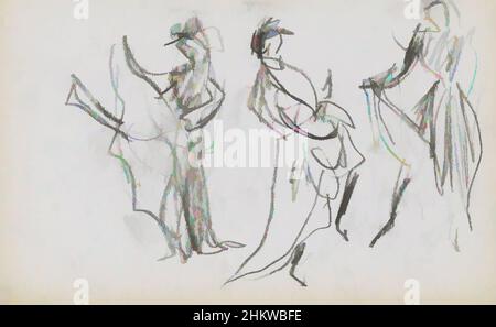 L'art inspiré par l'une des femmes a mis une jambe dans l'air. Un autre lève également sa jupe. On peut supposer qu'ils dansent le cancan. Danseurs au Moulin Rouge, œuvres classiques modernisées par Artotop avec une touche de modernité. Formes, couleur et valeur, impact visuel accrocheur sur l'art émotions par la liberté d'œuvres d'art d'une manière contemporaine. Un message intemporel qui cherche une nouvelle direction créative. Artistes qui se tournent vers le support numérique et créent le NFT Artotop Banque D'Images