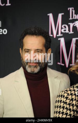 La merveilleuse soirée de patinage de Mme Maisel à Bryant Park, New York, le 5 février 2022 avec Rachel Brosnahan, Alex Borstein, Michael Zegen, photos de Nadja Sayej Banque D'Images