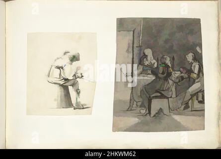 Art inspiré par Soldier, repas à Emmaus et chef d'un homme, deux dessins sur une feuille collée dans le livre de famille, au dos du dessin de droite est un autre dessin., dessinateur: Gerard ter Borch (II), dessinateur: Harmen ter Borch, dessinateur: Netherlandsdraftsman, Classic œuvres modernisées par Artotop avec un peu de modernité. Formes, couleur et valeur, impact visuel accrocheur sur l'art émotions par la liberté d'œuvres d'art d'une manière contemporaine. Un message intemporel qui cherche une nouvelle direction créative. Artistes qui se tournent vers le support numérique et créent le NFT Artotop Banque D'Images