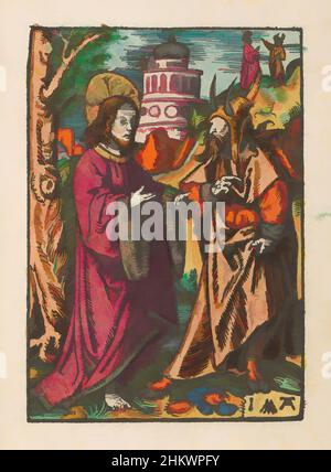 Art inspiré par la tentation du Christ, la petite passion (titre de la série), la passion stupide (titre de la série), la tentation du Christ dans le désert. Le diable, sous le couvert d'un homme avec des cornes, lui demande de transformer les pierres qu'il tient dans sa robe en pains de pain. En arrière-plan les deux autres, les œuvres classiques modernisées par Artotop avec un peu de modernité. Formes, couleur et valeur, impact visuel accrocheur sur l'art émotions par la liberté d'œuvres d'art d'une manière contemporaine. Un message intemporel qui cherche une nouvelle direction créative. Artistes qui se tournent vers le support numérique et créent le NFT Artotop Banque D'Images