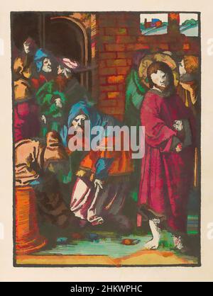 L'art inspiré par les Juifs menace de pierre Christ, la passion stupide (titre de la série), Christ quitte le temple. Ses disciples se tiennent derrière lui. Les Juifs ramassent des pierres pour pierre Christ pour blasphème. L'imprimé fait partie d'un livre., imprimeur: Lucas van Leyden (atelier de), éditeur: Doen Pietersz, oeuvres classiques modernisées par Artotop avec un peu de modernité. Formes, couleur et valeur, impact visuel accrocheur sur l'art émotions par la liberté d'œuvres d'art d'une manière contemporaine. Un message intemporel qui cherche une nouvelle direction créative. Artistes qui se tournent vers le support numérique et créent le NFT Artotop Banque D'Images