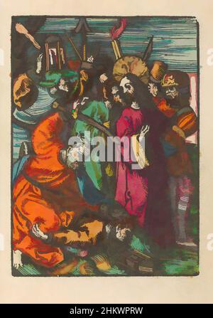 Art inspiré par le baiser de Jude, la petite passion (titre de la série), la passion stupide (titre de la série), Judas embrasse le Christ sur la joue pour indiquer que c'est l'homme que les soldats doivent capturer. Au premier plan, Peter tient Malchus par ses cheveux pour le faire tomber de son oreille. L'imprimé fait partie d'une œuvre classique modernisée par Artotop avec une touche de modernité. Formes, couleur et valeur, impact visuel accrocheur sur l'art émotions par la liberté d'œuvres d'art d'une manière contemporaine. Un message intemporel qui cherche une nouvelle direction créative. Artistes qui se tournent vers le support numérique et créent le NFT Artotop Banque D'Images