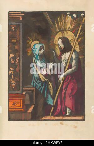 L'art inspiré par le Christ apparaît à sa mère Marie, la petite passion (titre de la série), la passion stupide (titre de la série), le Christ ressuscité apparaît à sa mère Marie. L'imprimé fait partie d'un livre., Imprimeur: Jacob Cornelisz van Oostsanen, éditeur: Doen Pietersz., Amsterdam, 1520 - 1521 et/, oeuvres classiques modernisées par Artotop avec une touche de modernité. Formes, couleur et valeur, impact visuel accrocheur sur l'art émotions par la liberté d'œuvres d'art d'une manière contemporaine. Un message intemporel qui cherche une nouvelle direction créative. Artistes qui se tournent vers le support numérique et créent le NFT Artotop Banque D'Images