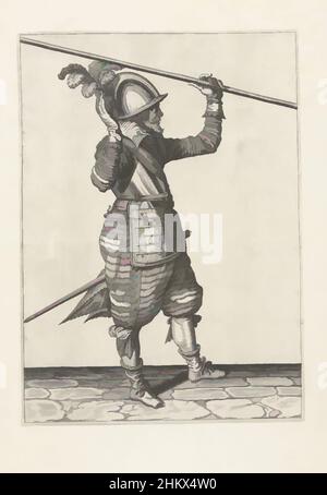 Art inspiré par Soldier levant sa lance avec sa main gauche au-dessus de son épaule gauche, sa main droite levée pour la prendre (non 31), c. 1600, Un soldat, pleine longueur, à droite, soulevant une lance (lance) avec sa main gauche au-dessus de son épaule gauche, sa main droite relevée pour la prendre en charge, œuvres classiques modernisées par Artotop avec une touche de modernité. Formes, couleur et valeur, impact visuel accrocheur sur l'art émotions par la liberté d'œuvres d'art d'une manière contemporaine. Un message intemporel qui cherche une nouvelle direction créative. Artistes qui se tournent vers le support numérique et créent le NFT Artotop Banque D'Images