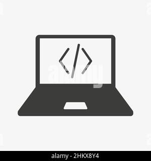 Icône de vecteur d'encodage sur l'écran de l'ordinateur portable.Symbole de code Illustration de Vecteur