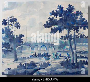 Art inspiré par le Tableau des carreaux avec le paysage de la rivière, Tableau des carreaux de quarante-deux carreaux (6 x 7) avec un paysage de rivière peint en bleu avec un pont au centre et en premier plan un berger assis sous un arbre avec son bétail. Marqué en bas à gauche: C:BM., Tegelbakkerij aan de, oeuvres classiques modernisées par Artotop avec une touche de modernité. Formes, couleur et valeur, impact visuel accrocheur sur l'art émotions par la liberté d'œuvres d'art d'une manière contemporaine. Un message intemporel qui cherche une nouvelle direction créative. Artistes qui se tournent vers le support numérique et créent le NFT Artotop Banque D'Images