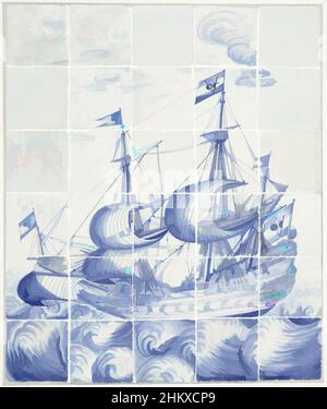 Art inspiré par le carreau de table avec navire, avec sur les drapeaux VOC A, carreau de table de 30 carreaux (6 x 5) avec un navire peint en bleu avec sur les drapeaux le signe de la Verenigde Oostindische Compagnie, chambre d'Amsterdam: VOC A., pays-Bas, 1625 - 1650, faïence, étain glaçure, Majolica, hauteur, oeuvres classiques modernisées par Artotop avec une touche de modernité. Formes, couleur et valeur, impact visuel accrocheur sur l'art émotions par la liberté d'œuvres d'art d'une manière contemporaine. Un message intemporel qui cherche une nouvelle direction créative. Artistes qui se tournent vers le support numérique et créent le NFT Artotop Banque D'Images