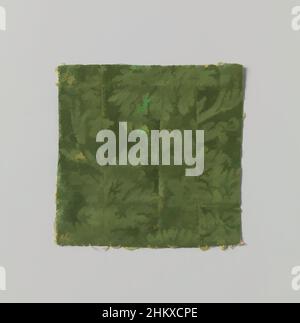 Art inspiré par un fragment de Damas en soie verte, fragment de tissu en soie verte, composé de trois fragments cousus ensemble. Le motif a des feuilles stylisées, des œuvres classiques modernisées par Artotop avec une touche de modernité. Formes, couleur et valeur, impact visuel accrocheur sur l'art émotions par la liberté d'œuvres d'art d'une manière contemporaine. Un message intemporel qui cherche une nouvelle direction créative. Artistes qui se tournent vers le support numérique et créent le NFT Artotop Banque D'Images