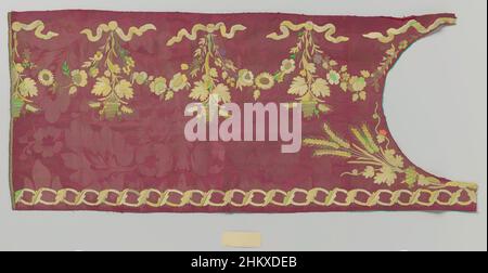 Art inspiré par fragment de tissu de soie rouge avec broderie en jaune et vert clair, fragment de tissu de soie rouge, Damas, avec broderie. Le damassé a un motif symétrique de grandes fleurs et de feuilles. Une chaîne est brodée le long d'un long côté et une guirlande d'où les vignes de raisin, Classic œuvres modernisées par Artotop avec un peu de modernité. Formes, couleur et valeur, impact visuel accrocheur sur l'art émotions par la liberté d'œuvres d'art d'une manière contemporaine. Un message intemporel qui cherche une nouvelle direction créative. Artistes qui se tournent vers le support numérique et créent le NFT Artotop Banque D'Images