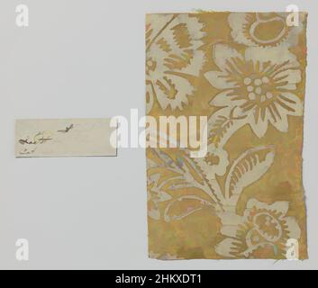 Art inspiré par fragment de tissu de soie jaune avec fleurs blanches, fragment de tissu de soie jaune avec fleurs blanches., Allemagne, c. 1775 - c. 1799, soie, hauteur 10 cm × largeur 16 cm, oeuvres classiques modernisées par Artotop avec une touche de modernité. Formes, couleur et valeur, impact visuel accrocheur sur l'art émotions par la liberté d'œuvres d'art d'une manière contemporaine. Un message intemporel qui cherche une nouvelle direction créative. Artistes qui se tournent vers le support numérique et créent le NFT Artotop Banque D'Images