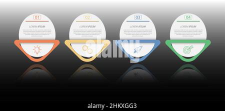 Infographies.Visualisation des données commerciales, des projets, des formations, des plans de développement et des stratégies.Pictogrammes de processus.Style plat. Illustration de Vecteur