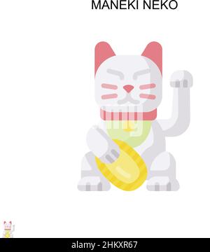 Maneki neko simple vecteur icône.Modèle de conception de symbole d'illustration pour élément d'interface utilisateur Web mobile. Illustration de Vecteur