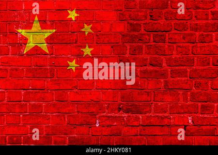 Le drapeau de la Chine, officiellement le drapeau national de la République populaire de Chine et également connu sous le nom de drapeau rouge à cinq étoiles Banque D'Images