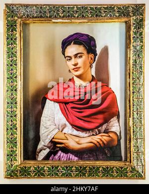 Portrait de Frida Kahlo.Collection de peintures, Musée Frida Kahlo, Coyoacan, Mexico.Amérique du Nord Banque D'Images