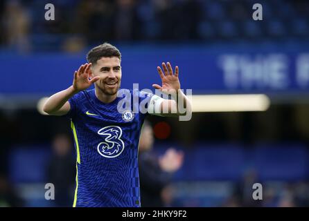 Londres, Angleterre, le 5th février 2022.Jorginho de Chelsea pendant le match de la coupe Emirates FA à Stamford Bridge, Londres.Le crédit photo devrait se lire: David Klein / Sportimage Banque D'Images