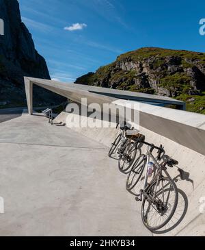 Bukkekjerka aire de repos, la Route panoramique de la Norvège, d'Andøya, Norvège Vesteralen conçu par l'architecte Morfeus Arkitekter. Banque D'Images