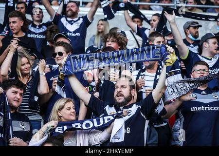 Melbourne, Victoria, Australie.5th févr. 2022.MELBOURNE, AUSTRALIE - 05 FÉVRIER : ambiance de foule lors du match final de la coupe FFA 2021 entre Melbourne Victory et les marins de la côte centrale à l'AAMI Park le 05 février 2022 à Melbourne, Australie (Credit image: © Chris Putnam/ZUMA Press Wire) Banque D'Images