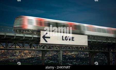 Plaque de Rue le sens moyen de l'amour Banque D'Images