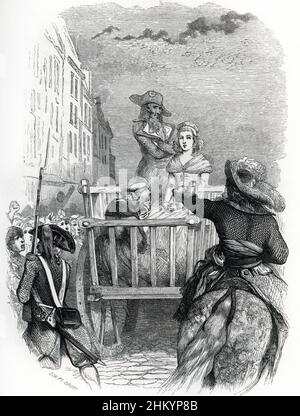 La reine Marie-Antoinette (1755-1793) conduite à l'achafad le 16 octobre 1793' (la Reine Marie-Antoinette a mené à l'exécution le 16th octobre 1793) Gravure du 19eme Siecle Collection privee Banque D'Images