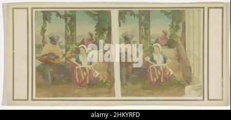 Art inspiré par l'Homme avec un panier assis à côté de deux femmes, Pierre-Ambroise Richebourg, inconnu, c. 1850 - c. 1870, support photographique, imprimé albumine, hauteur 82 mm × largeur 174 mm, oeuvres classiques modernisées par Artotop avec une touche de modernité. Formes, couleur et valeur, impact visuel accrocheur sur l'art émotions par la liberté d'œuvres d'art d'une manière contemporaine. Un message intemporel qui cherche une nouvelle direction créative. Artistes qui se tournent vers le support numérique et créent le NFT Artotop Banque D'Images