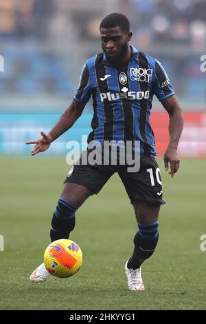 Bergame, Italie, 6th février 2022.Jeremie Boga d'Atalanta pendant le match de la série A au stade Gewiss, Bergame.Le crédit photo devrait se lire: Jonathan Moscrop / Sportimage Banque D'Images