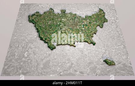 Vue satellite sur la province de Milan, la région de Lombardie.Italie.3d rendu.Carte physique, plaines, montagnes, lacs, chaîne de montagnes Banque D'Images