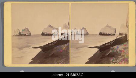 Art inspiré par la vue des aiguilles près de l'île de Wight, avec un bateau à rames au premier plan, Needle Rocks et Lighthouse, J.W. Nicholson, île de Wight, c. 1850 - c. 1880, carton, imprimé albumine, hauteur 85 mm × largeur 170 mm, oeuvres classiques modernisées par Artotop avec une touche de modernité. Formes, couleur et valeur, impact visuel accrocheur sur l'art émotions par la liberté d'œuvres d'art d'une manière contemporaine. Un message intemporel qui cherche une nouvelle direction créative. Artistes qui se tournent vers le support numérique et créent le NFT Artotop Banque D'Images