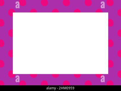Cadre décoratif à pois avec vide blanc centre place copier espace texte, objet illustration numérique. Bannière rétro 90s cadre de bordure créative. Banque D'Images