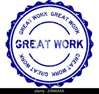 Grunge bleu grand mot de travail rond joint en caoutchouc timbre sur fond blanc Illustration de Vecteur