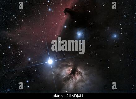 Nébuleuses dans l'espace: IC434: Nébuleuse à tête de cheval Banque D'Images