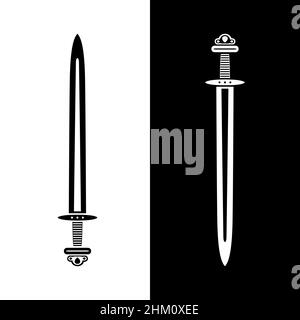 Épée Viking.Épée médiévale scandinave, illustration vectorielle isolée.Élément de conception pour logo, étiquette, emblème, signe. Illustration de Vecteur