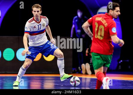 AMSTERDAM, PAYS-BAS - FÉVRIER 6: Anton Sokolov de Russie pendant le Futsal masculin Euro 2022 finale du match entre le Portugal et la Russie au Ziggo Dome le 6 février 2022 à Amsterdam, pays-Bas (photo de Marcel ter Bals/Orange Pictures) Banque D'Images