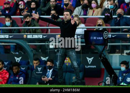 Barcelone, Espagne.Camp Nou, Barcelone, Espagne.6th févr. 2022.La Liga Santander, Barcelone versus Atletico de Madrid; Xavi Hernandez FC Barcelona Manager crédit: Action plus Sports/Alay Live News crédit: Action plus Sports Images/Alay Live News Banque D'Images