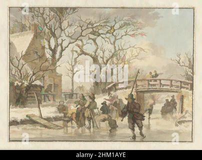 Art inspiré par le paysage d'hiver avec patineurs sur une douve, dessinateur: Jacob Cats (1741-1799), 1781, papier, encre, pinceau, Stylo, hauteur 68 mm × largeur 93 mm, oeuvres classiques modernisées par Artotop avec une touche de modernité. Formes, couleur et valeur, impact visuel accrocheur sur l'art émotions par la liberté d'œuvres d'art d'une manière contemporaine. Un message intemporel qui cherche une nouvelle direction créative. Artistes qui se tournent vers le support numérique et créent le NFT Artotop Banque D'Images