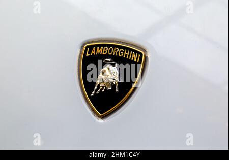 Samara, Russie - 23 mars 2019: Lamborghini logo closeup est célèbre voiture de marque automobile chère Banque D'Images