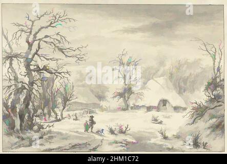Art inspiré par le paysage d'hiver, dessinateur: Egbert van Drielst, 1806, papier, craie, pinceau, Hauteur 218 mm × largeur 330 mm, oeuvres classiques modernisées par Artotop avec une touche de modernité. Formes, couleur et valeur, impact visuel accrocheur sur l'art émotions par la liberté d'œuvres d'art d'une manière contemporaine. Un message intemporel qui cherche une nouvelle direction créative. Artistes qui se tournent vers le support numérique et créent le NFT Artotop Banque D'Images