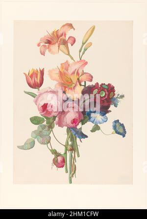 Art inspiré par Un bouquet, dessinateur: Henriëtte Geertruida Knip, c. 1820, papier, aquarelle (peinture), pinceau, hauteur 462 mm × largeur 338 mm, oeuvres classiques modernisées par Artotop avec une touche de modernité. Formes, couleur et valeur, impact visuel accrocheur sur l'art émotions par la liberté d'œuvres d'art d'une manière contemporaine. Un message intemporel qui cherche une nouvelle direction créative. Artistes qui se tournent vers le support numérique et créent le NFT Artotop Banque D'Images