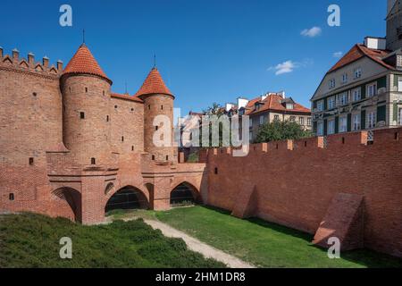 Varsovie Barbican - fortification des vieux murs de la ville - Varsovie, Pologne Banque D'Images