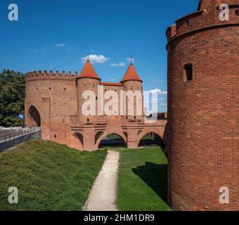 Varsovie Barbican - fortification des vieux murs de la ville - Varsovie, Pologne Banque D'Images