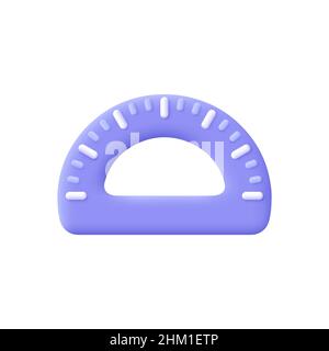 Règle de rapporteur.Outil de mesure.3d icône de vecteur.Style de dessin animé minimaliste. Illustration de Vecteur