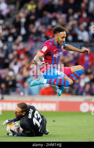 Barcelone, Espagne.6th févr. 2022.Aubameyang en action au match de la Liga entre le FC Barcelone et l'Atlético de Madrid au stade Camp Nou à Barcelone, Espagne.Crédit: Christian Bertrand/Alay Live News Banque D'Images