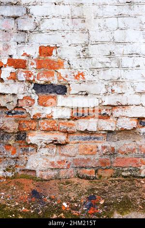 Vider la perspective de texture de mur Old Brick.Surface murale peinte en difficulté.Large Brickwall.Grunge Red Stonewall fond.Bâtiment Shabby FAC Banque D'Images