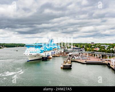 Silja Line Ferry Cruise Ships au port de Mariehamn, îles Aland, Finlande Banque D'Images