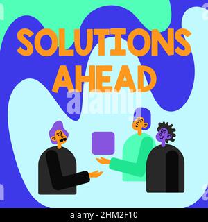 Inspiration pour les solutions Sign Ahead. Mot pour une action ou un processus de résolution d'un problème ou d'un problème collègues Affichage de Cube représentant Banque D'Images